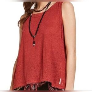 Scotch & Soda Linen Tank Top Crossover Back In Terracotta Burnt Orange Size S